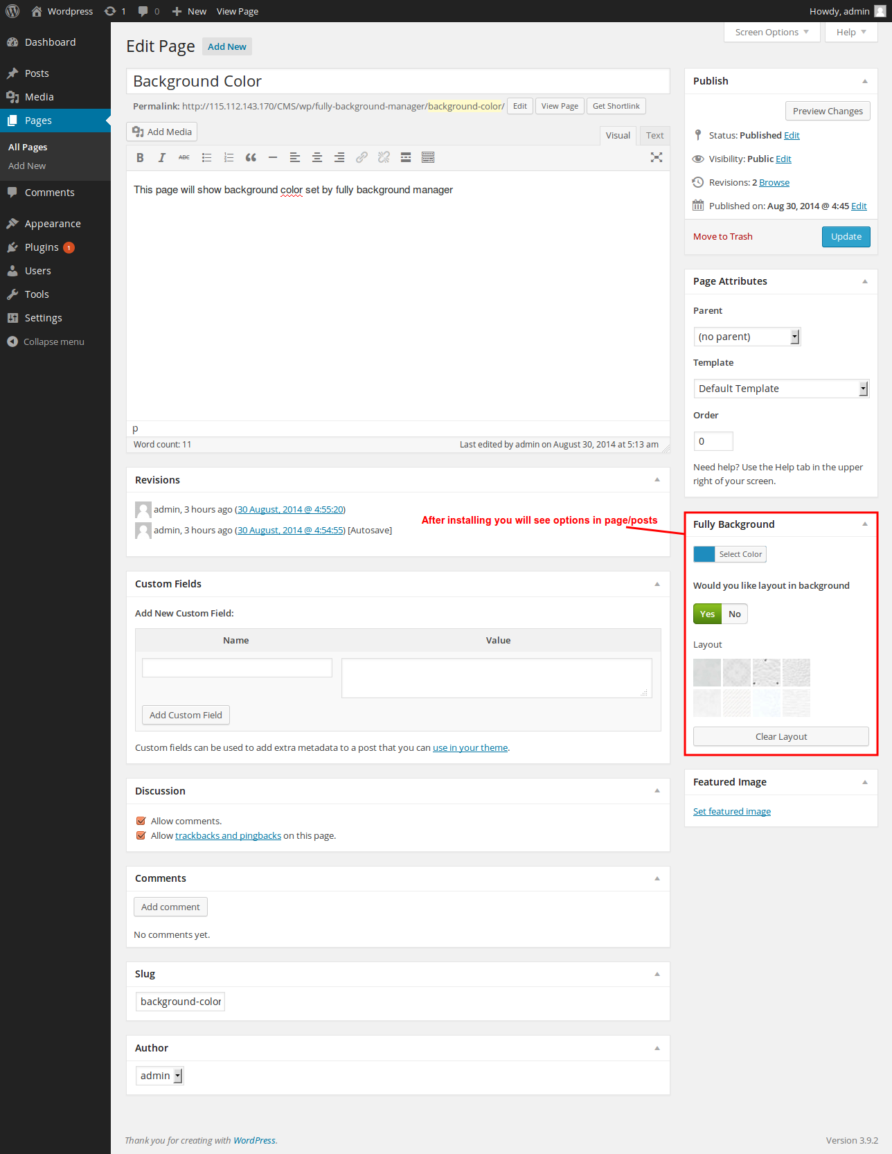 任意の固定ページや投稿だけ個別に背景画像や色を設定できるプラグイン Full Background Manager 任意の固定ページや投稿だけ個別に背景画像や色を設定できるプラグイン Full Background Manager