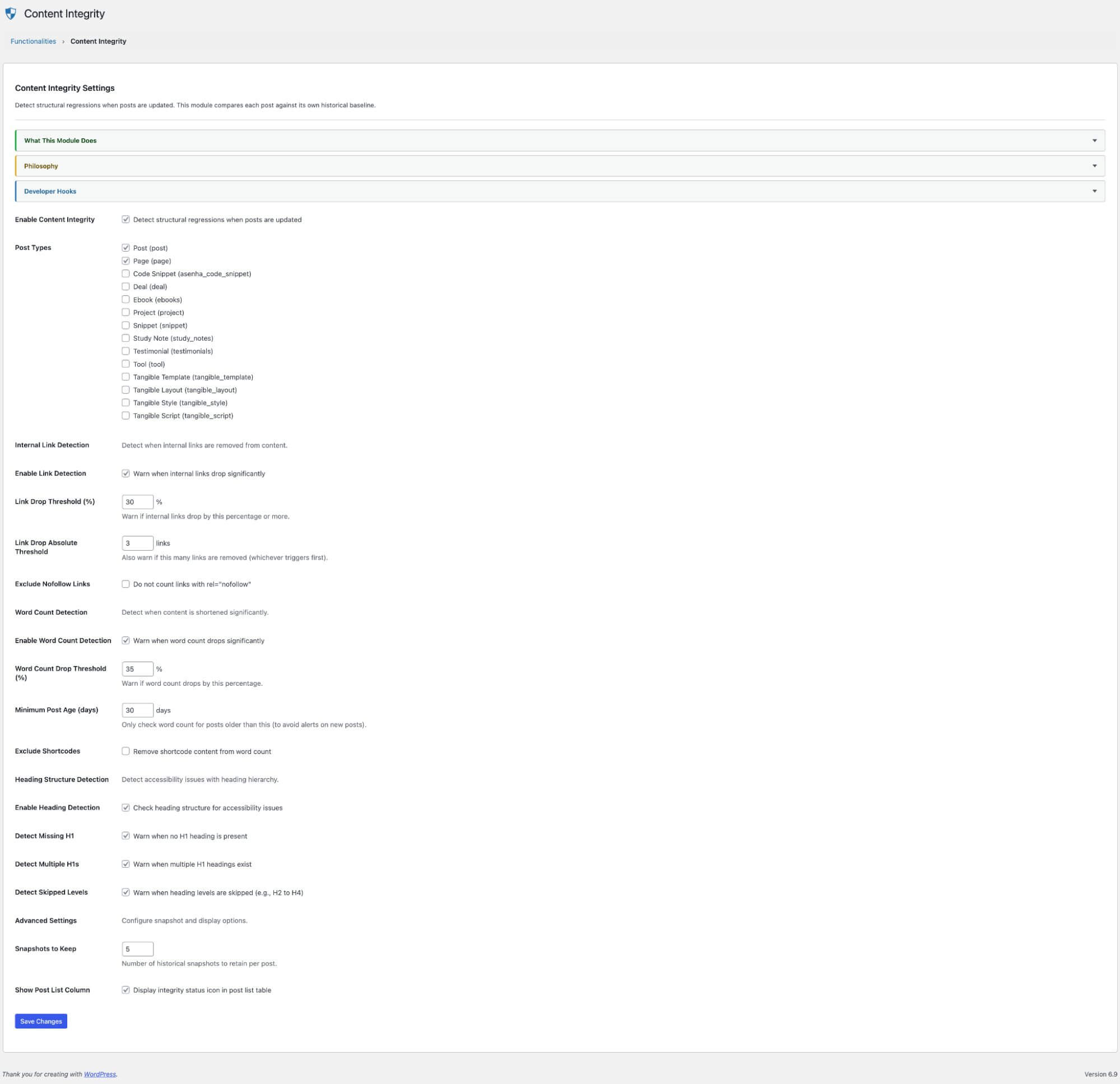 Content Integrity module