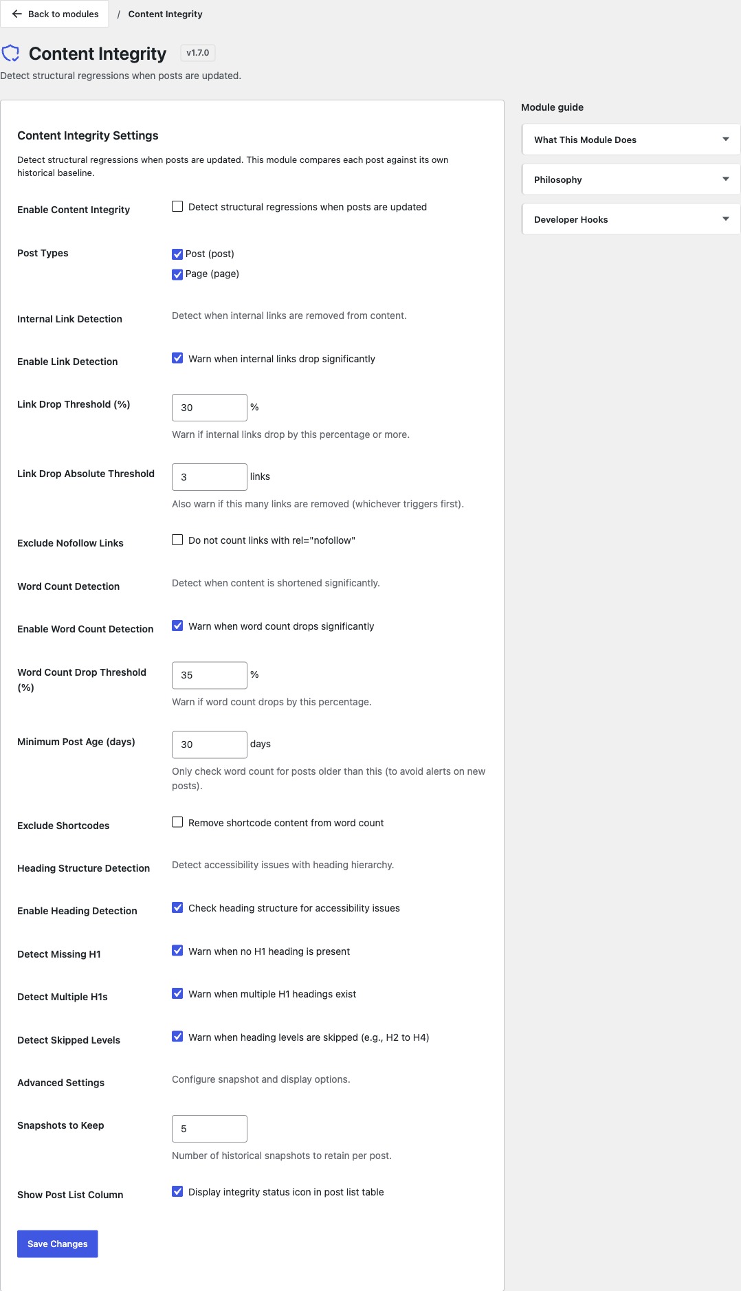 Content Integrity module