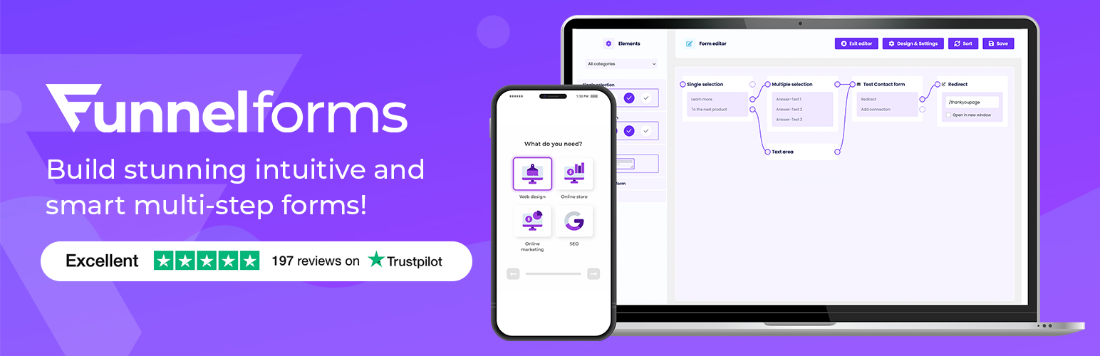 WordPress 外掛 Interactive Contact Form and Multi Step Form Builder with Drag & Drop Editor – Funnelforms Free 的封面圖片。