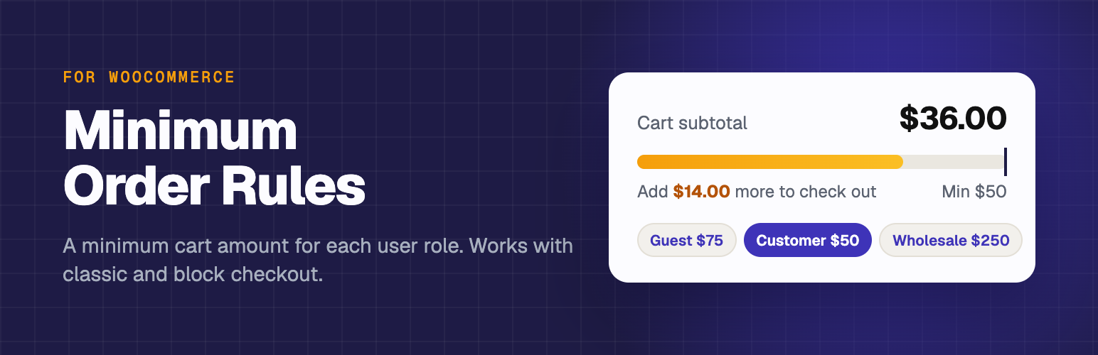 Fusion64 Minimum Order Amount for WooCommerce preview