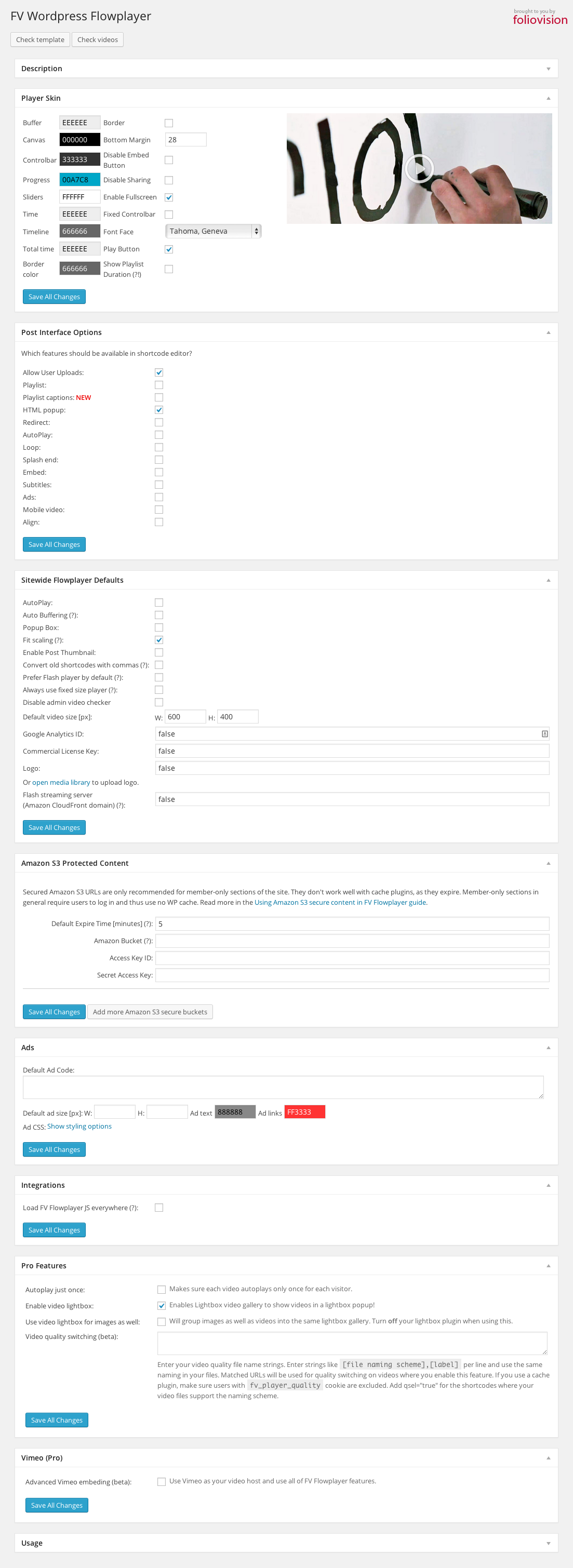 Plugin settings screen