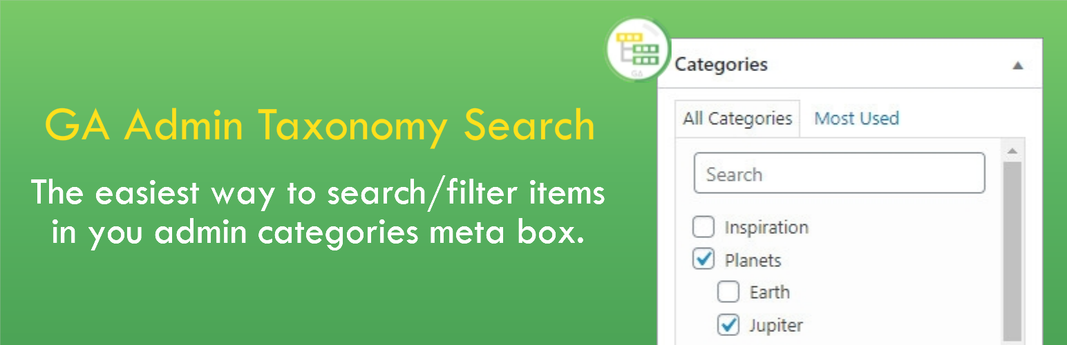 GA Admin Taxonomy Search