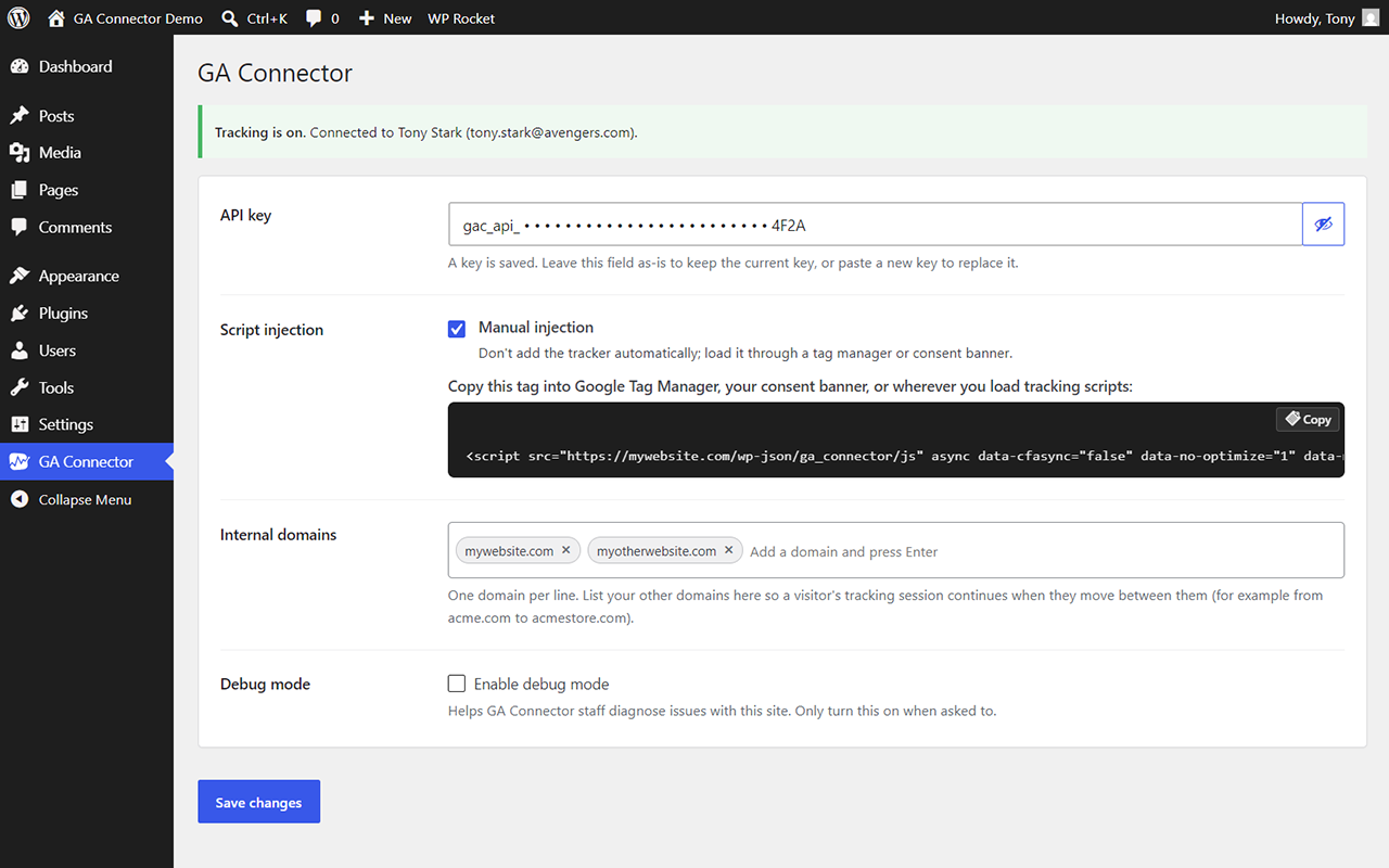 Cross-domain tracking: the internal-domains list that keeps a visitor's session intact as they move between your sites.