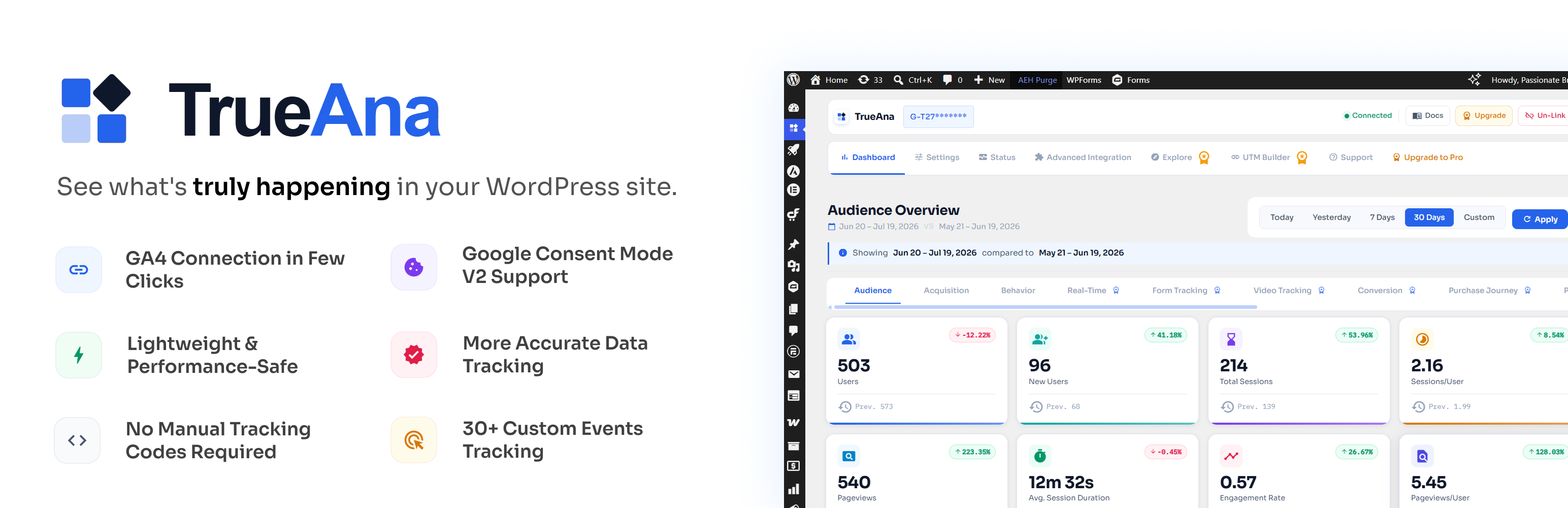 WordPress 外掛 TrueAna – True Analytics Dashboard 的封面圖片