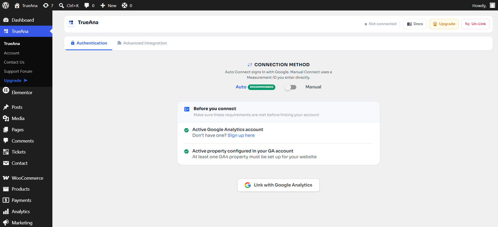 Easy Auto Connect — link your Google Analytics account in a few clicks, no manual Measurement ID required.