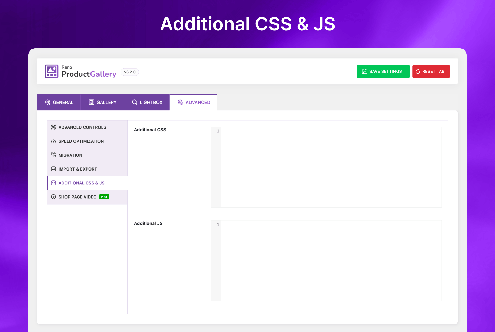 Additional CSS & JS