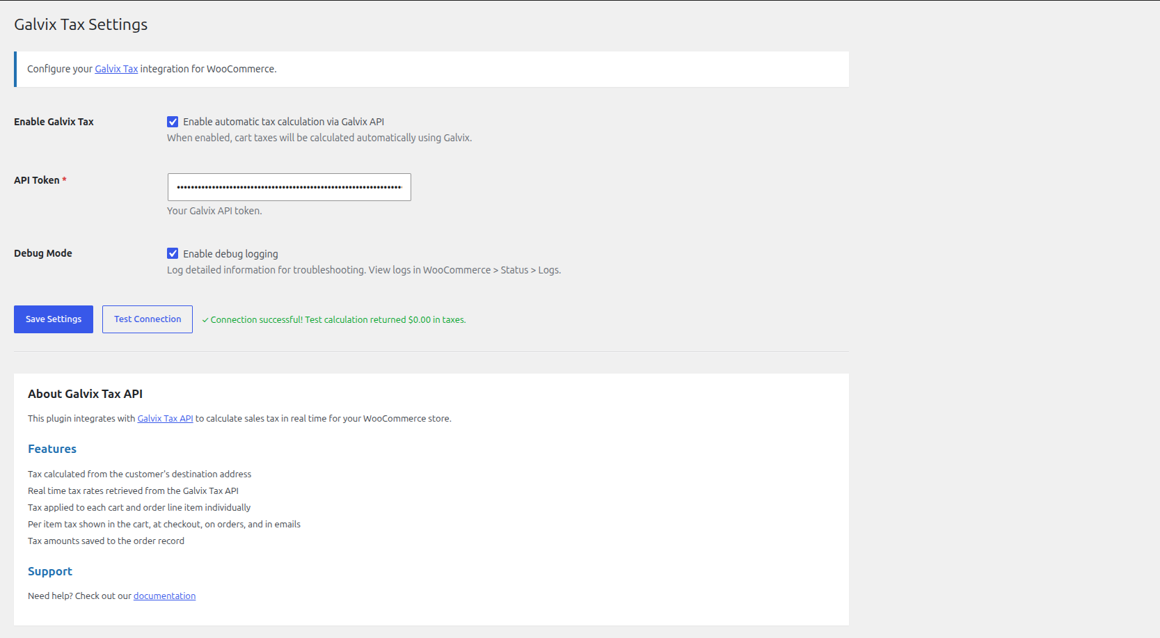 Galvix settings in WooCommerce