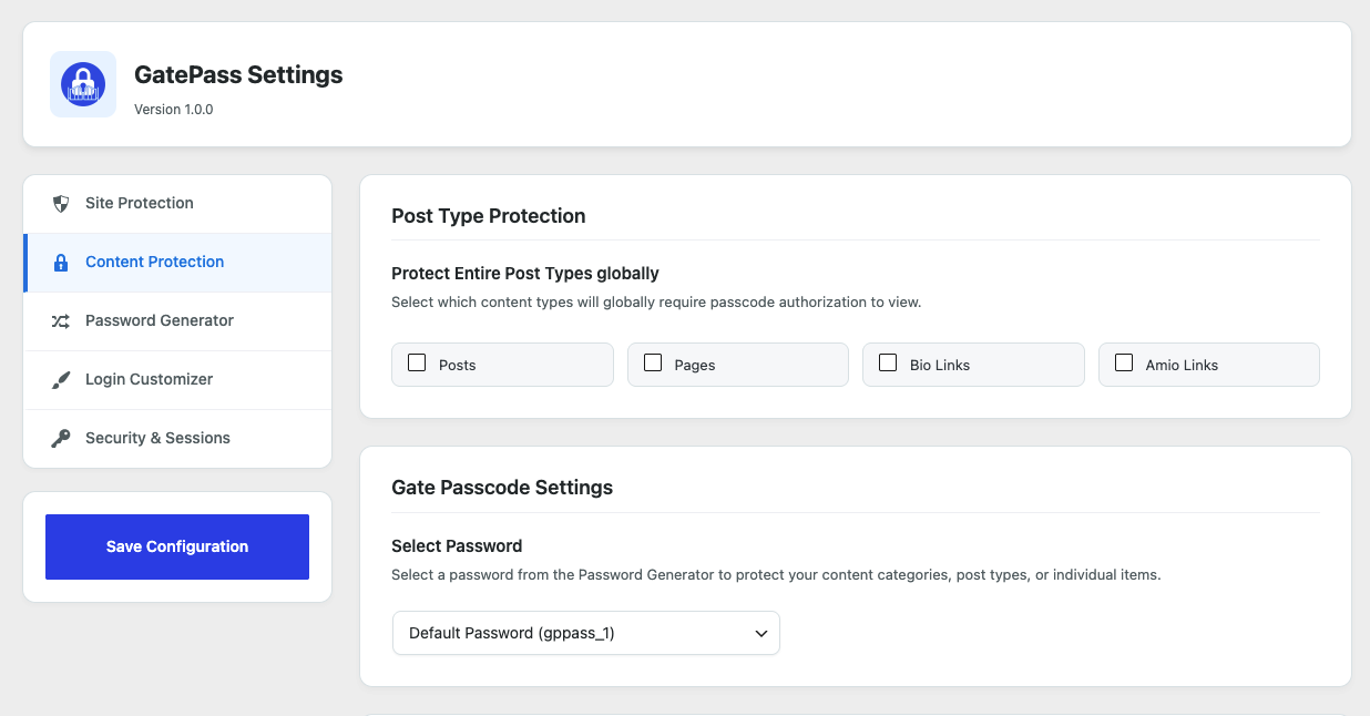 Content Protection settings