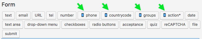 Contact Form 7: GatewayAPI automatically adds extra controls for supporting signup/update/unsubscribe in the Contact Form 7 form builder.