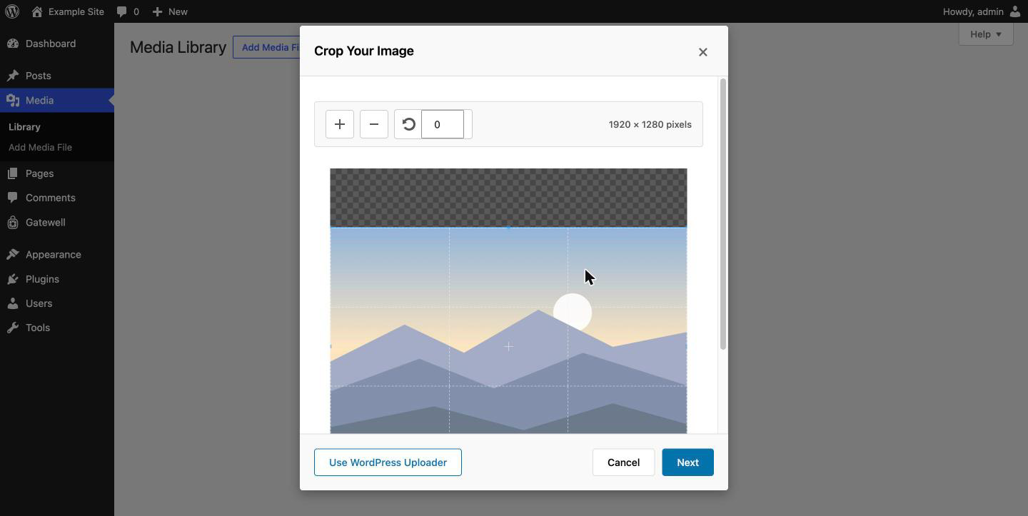 Crop and resize the image before it reaches your Media Library.