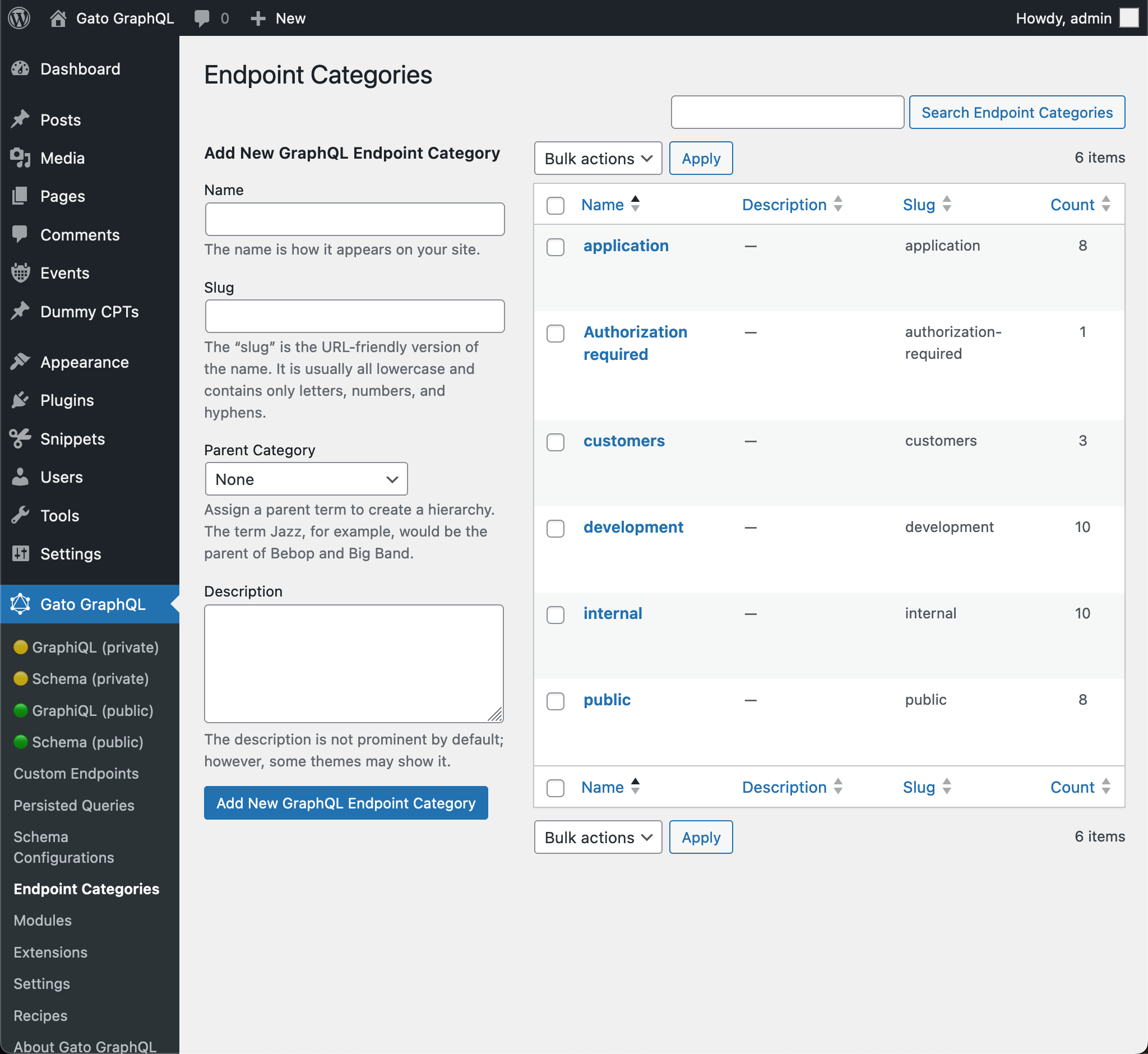 Manage custom endpoints and persisted queries by adding categories to them