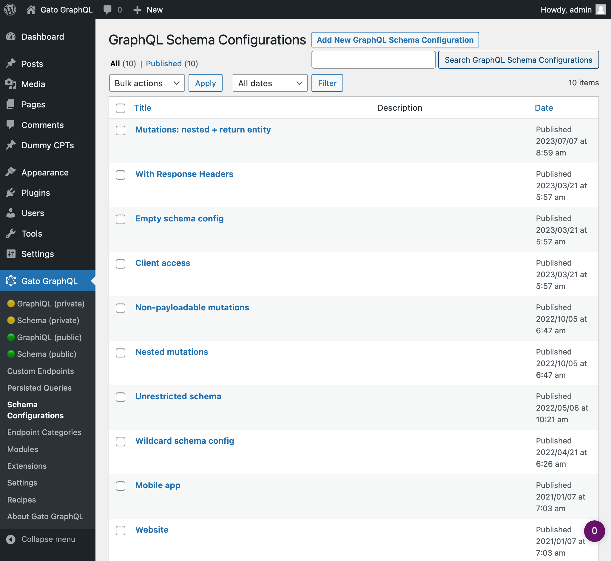 We can create many Schema Configurations, customizing them for different users or applications