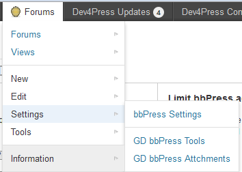 Toolbar bbPress forums menu