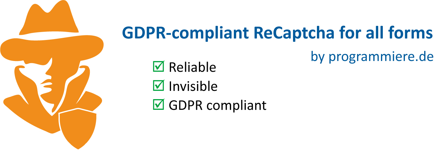 Anti-spam, Spam protection, ReCaptcha for all forms and GDPR-compliant