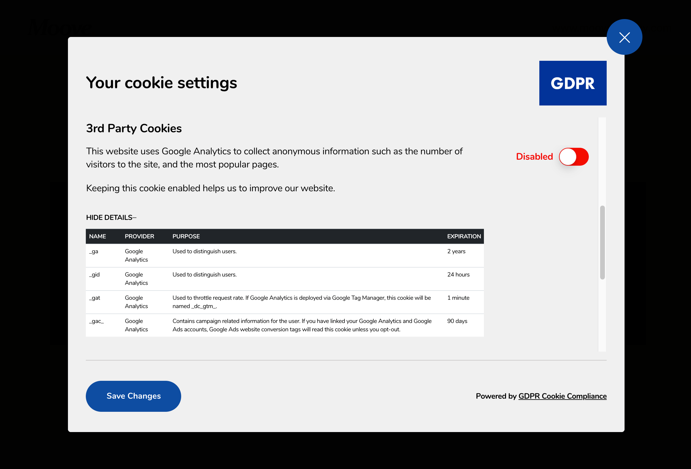 GDPR Cookie Compliance - Front-end - Cookie Declaration - One Page Layout [Premium]