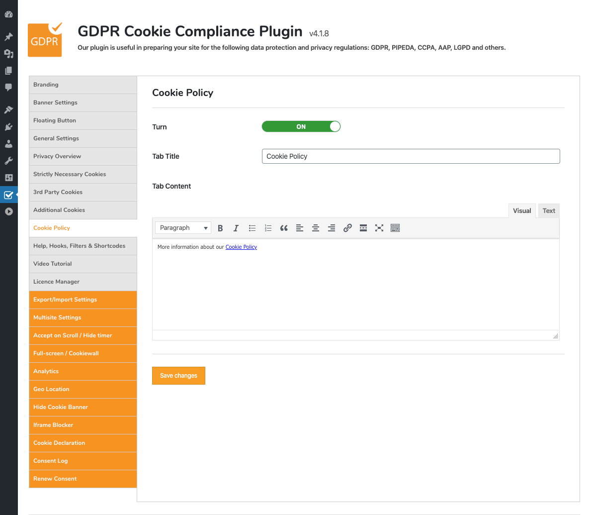 GDPR Cookie Compliance - Admin - Cookie Policy