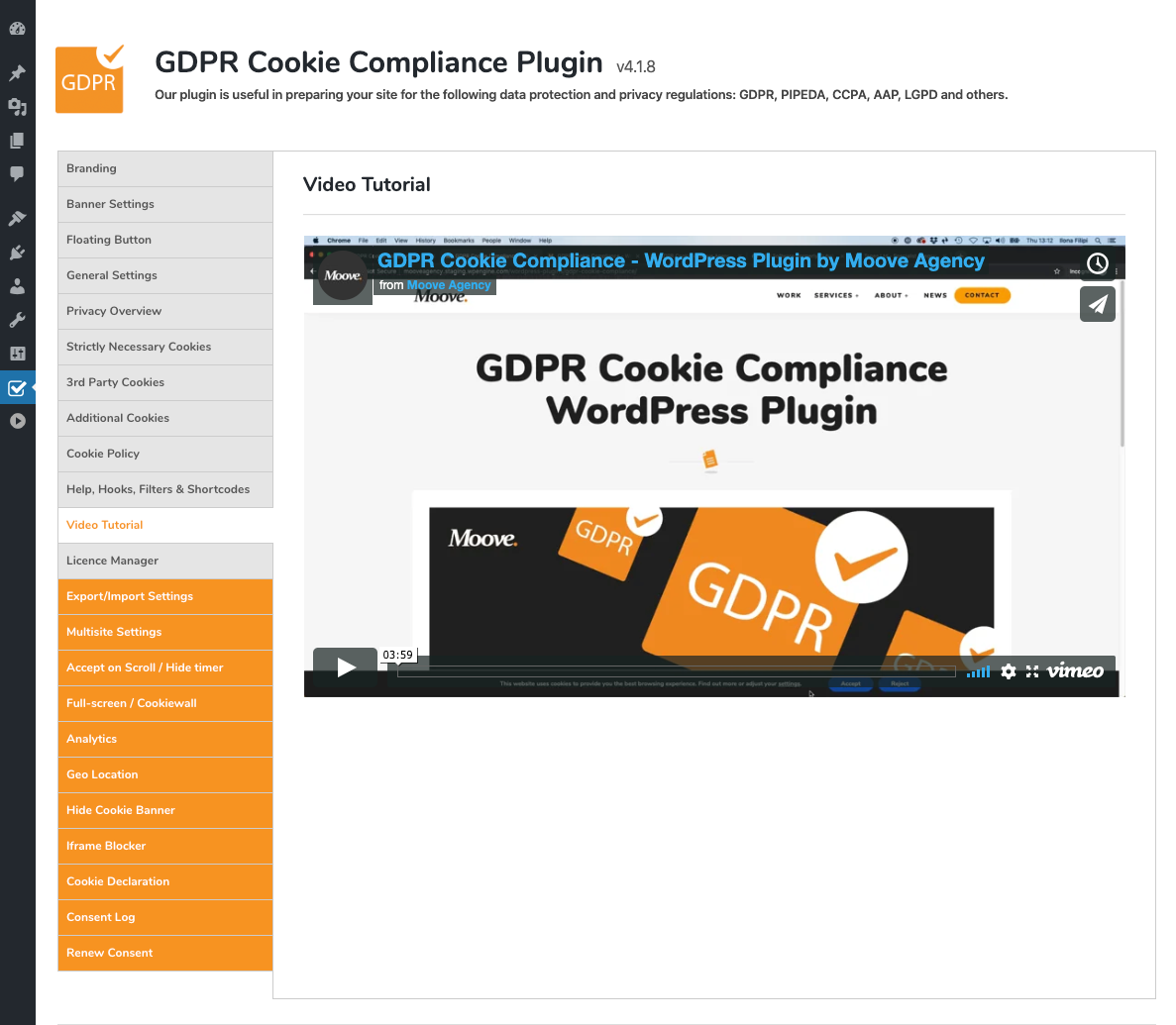 GDPR Cookie Compliance - Admin - Video Tutorial