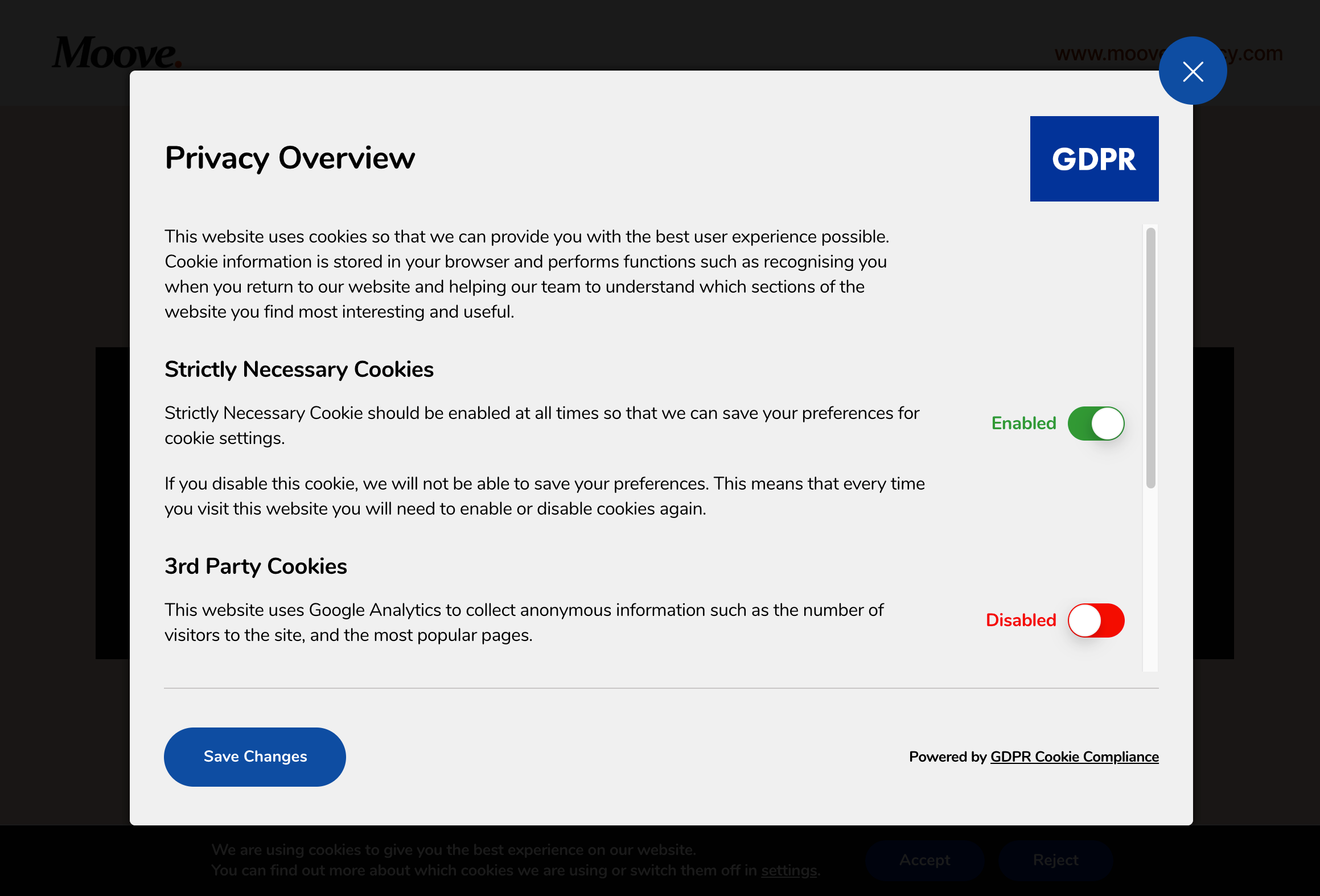 GDPR Cookie Compliance - Front-end - One Page Layout