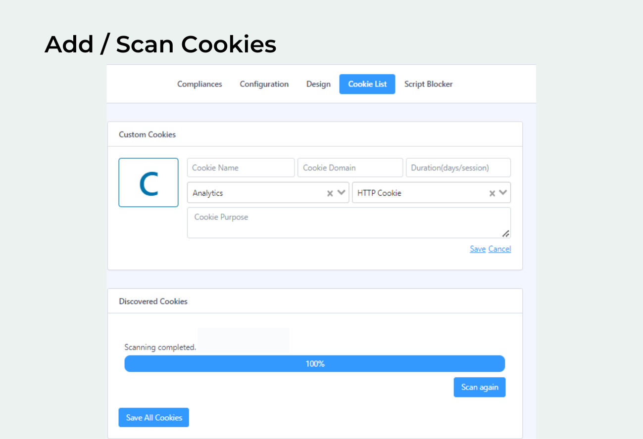 Add/Scan Cookies