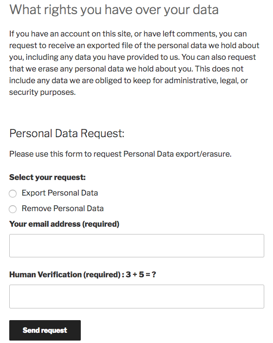 Front-end form feature.