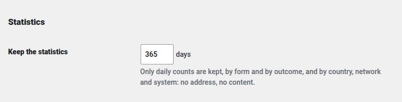 How long the statistics are kept.