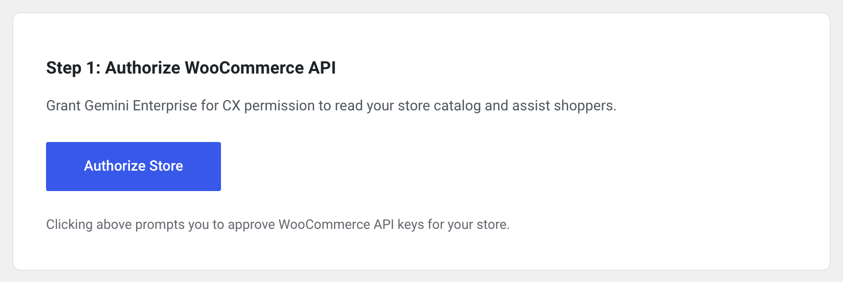 Step 1: Authorize WooCommerce API permissions for the agent.