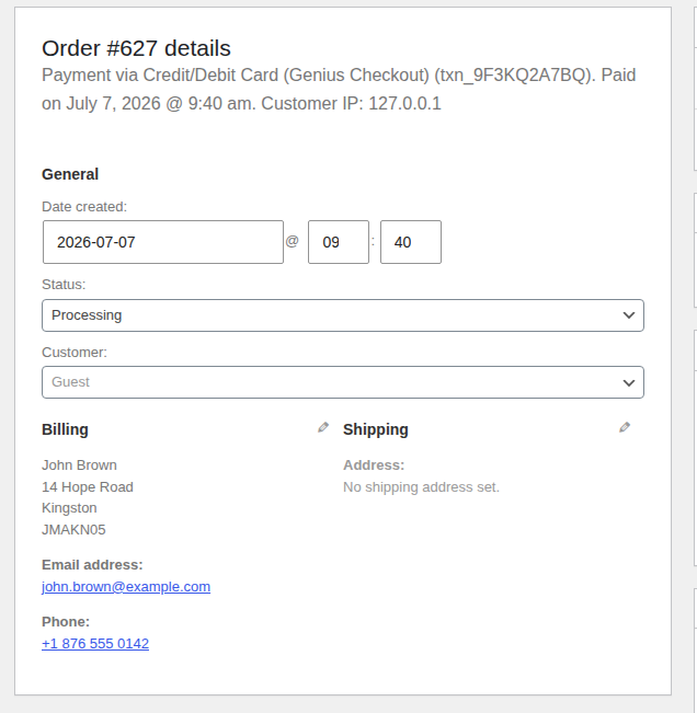 Order confirmation in WooCommerce admin