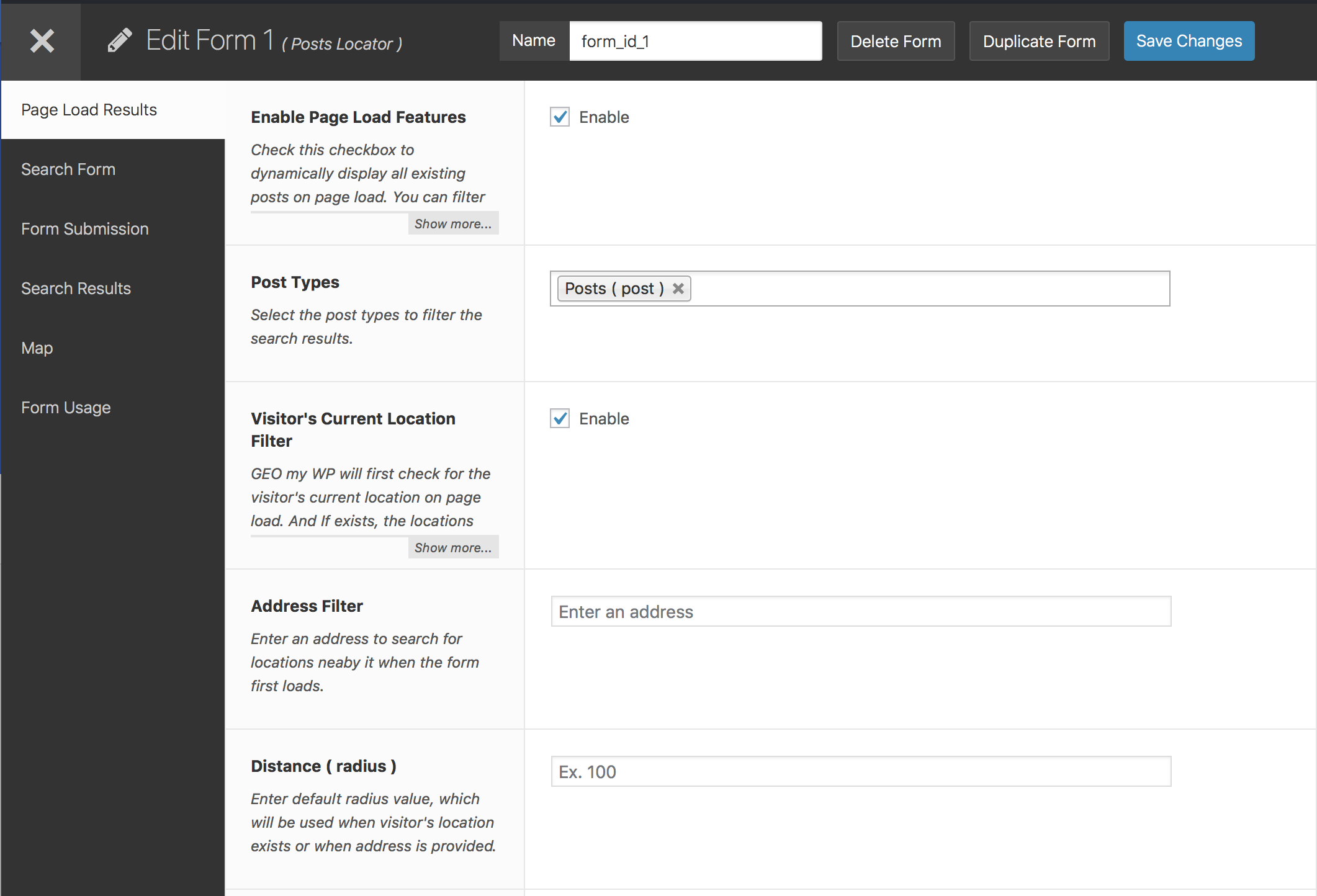 Form Builder - Page Load Results Tab 1