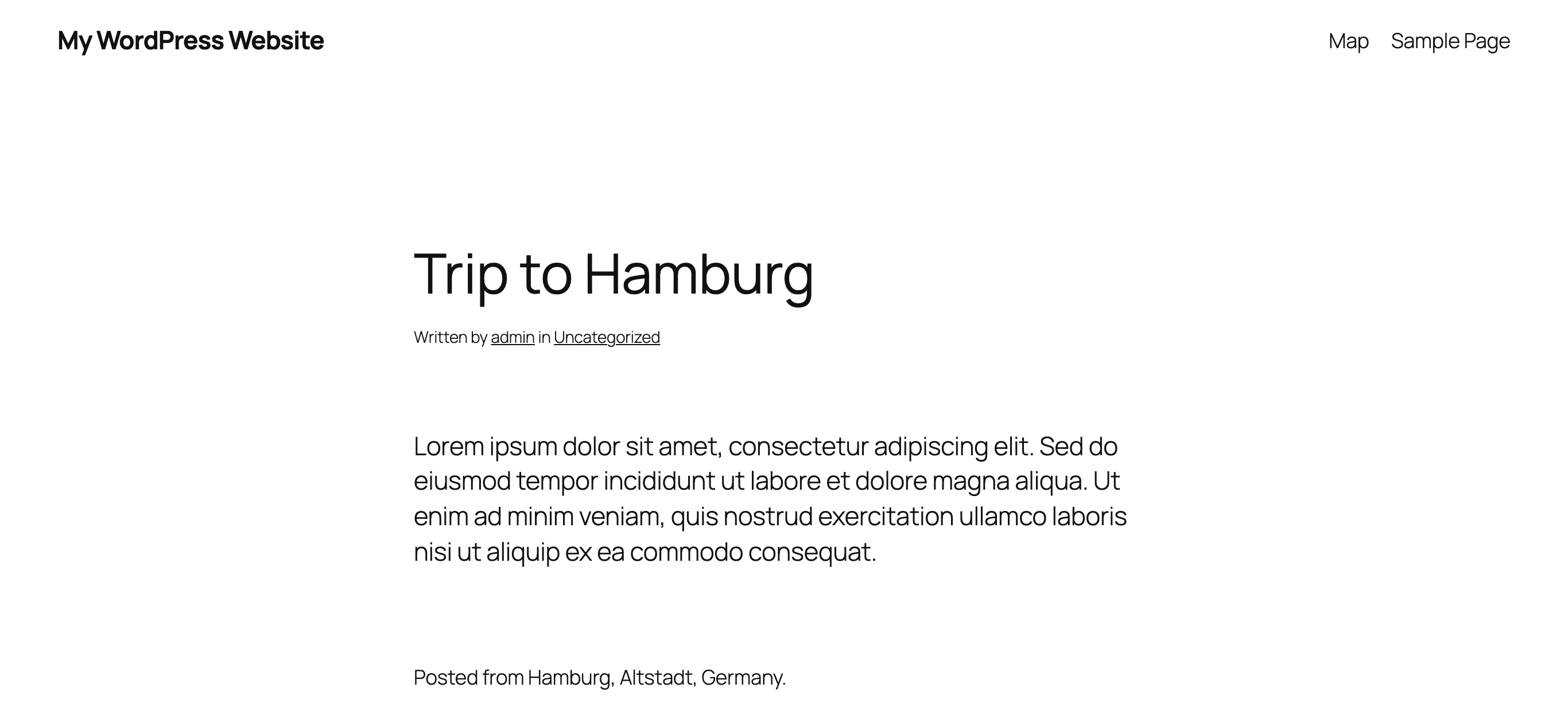 Viewing the location in a post; setting: plain text