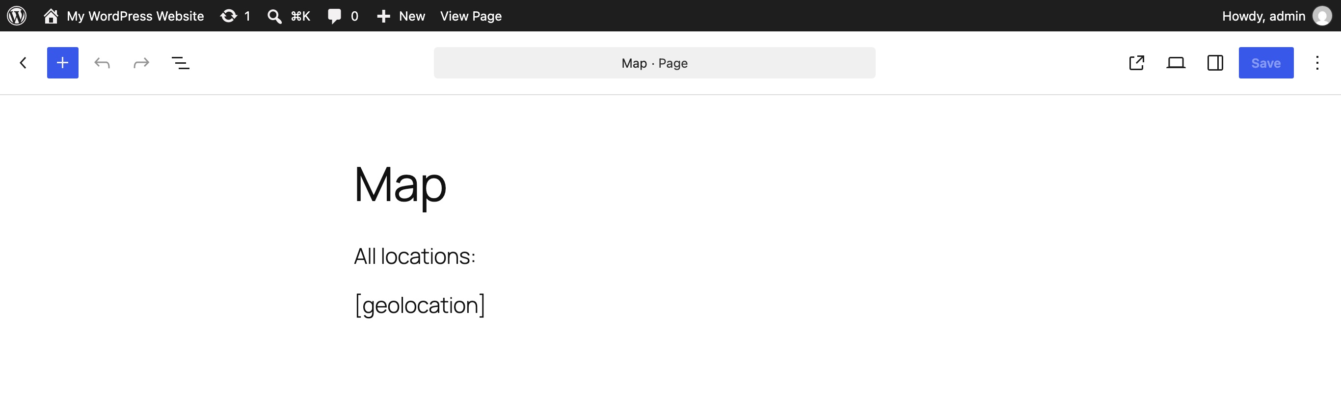 Editing a page for embedding a map for all (filtered) locations