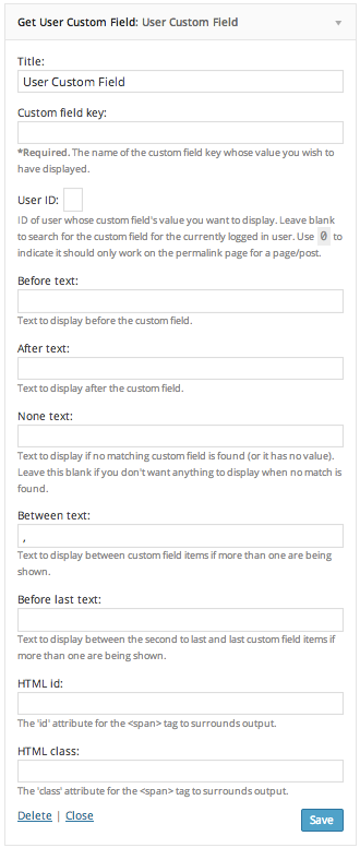 Screenshot of the 'Get User Custom' widget.