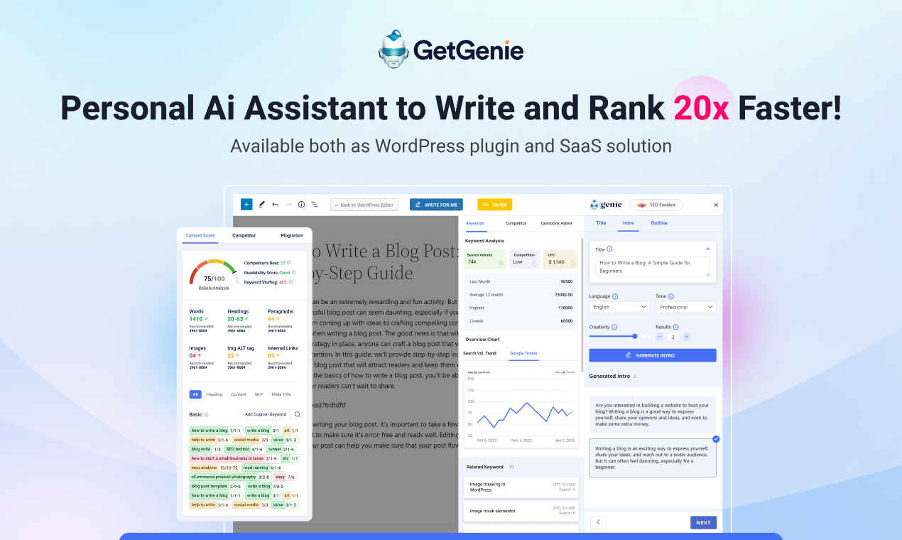 GetGenie – Ai Content Writer with Keyword Research and Competitor Analysis