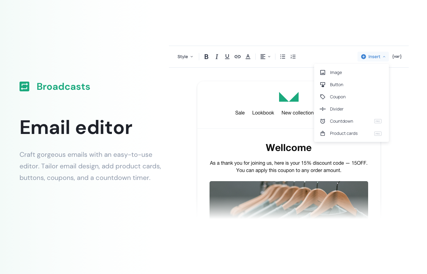 Use a full-featured editor to craft professional emails