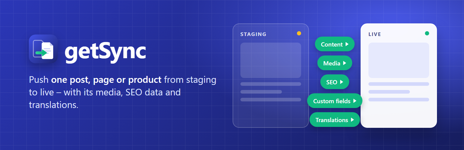 WordPress 外掛 getSync – Staging to Live Content Sync 的封面圖片