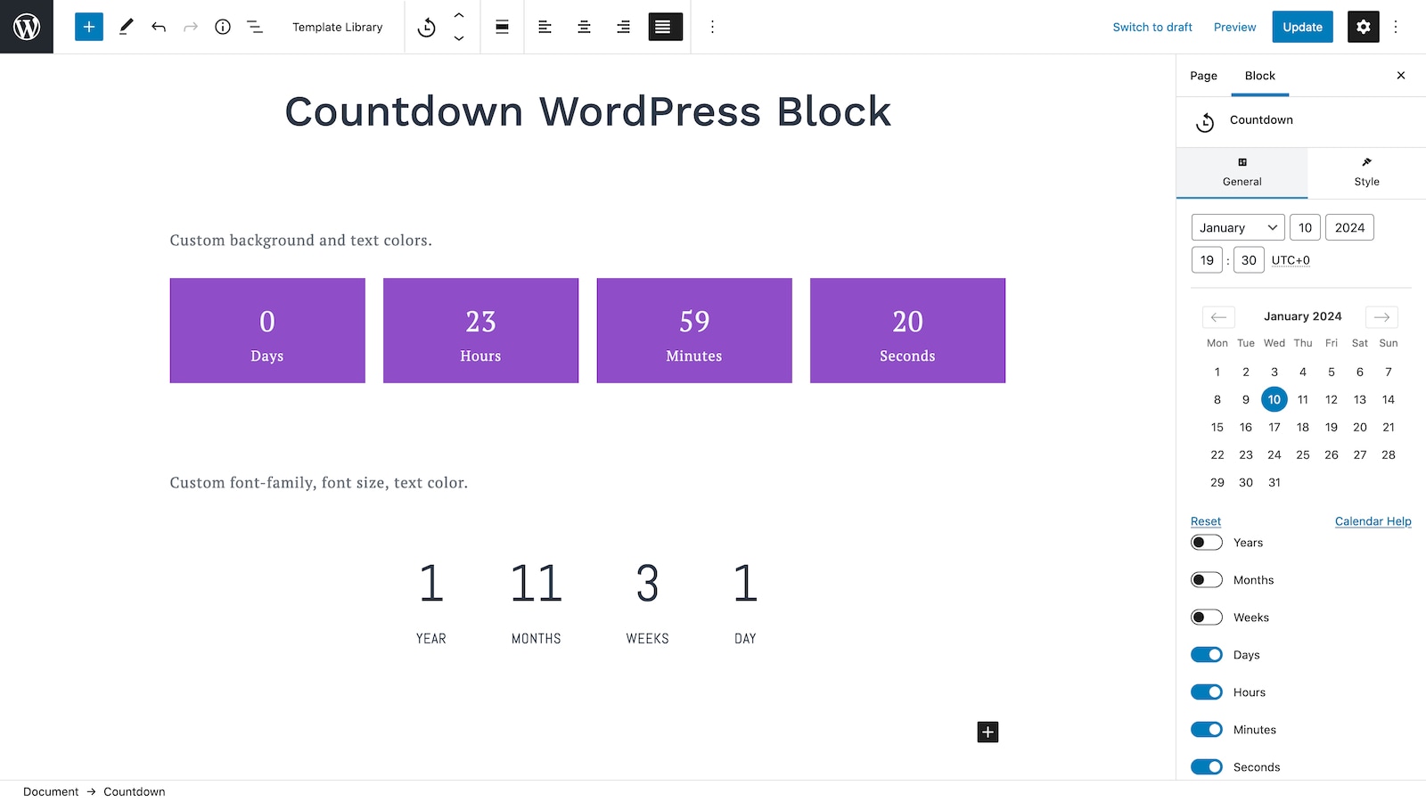 Countdown WordPress Block.