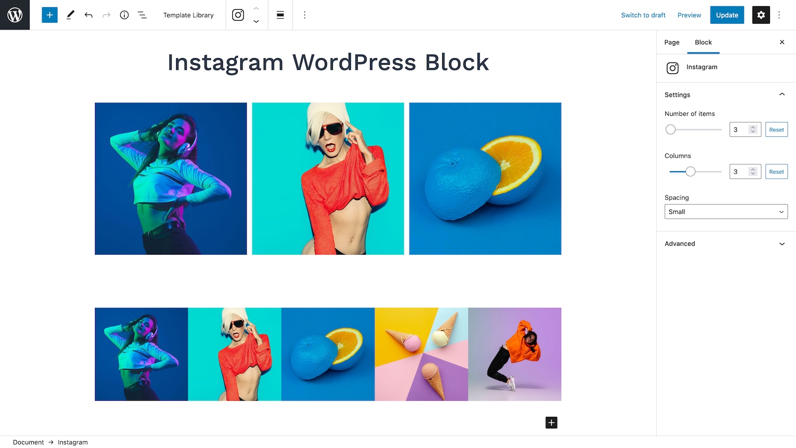 Instagram WordPress Block.