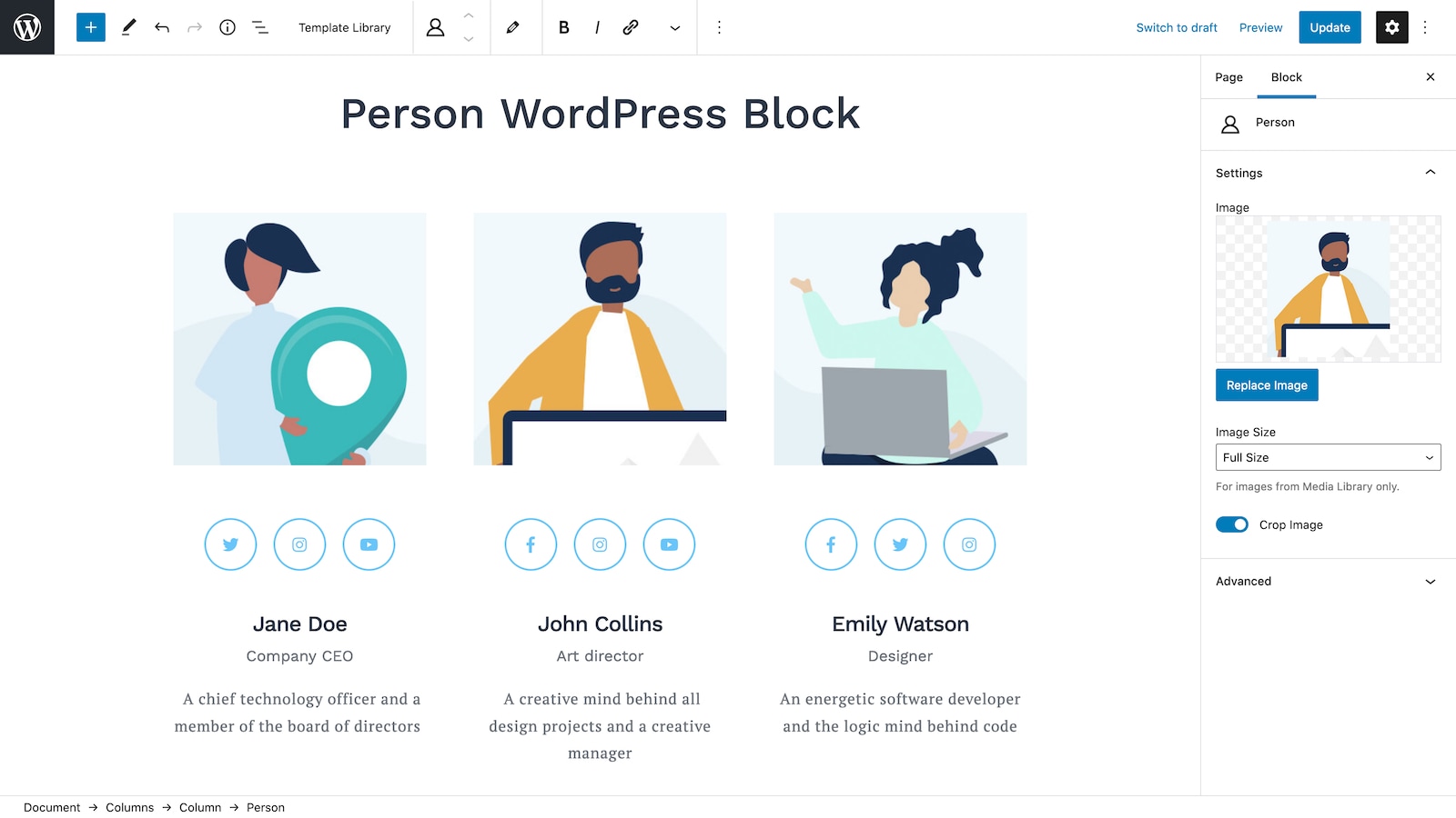 Person WordPress Block.