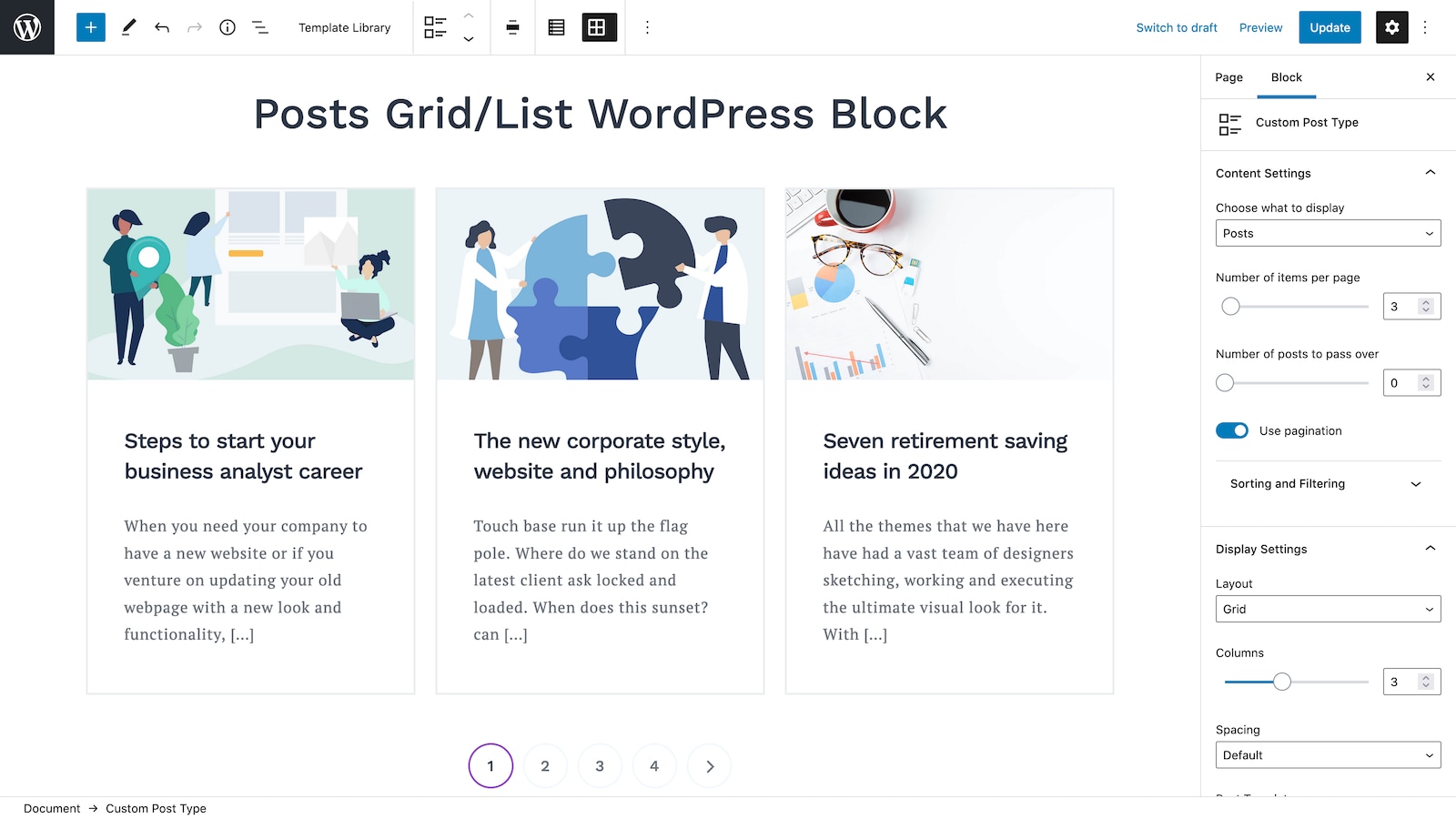 Posts Grid / List WordPress Block.