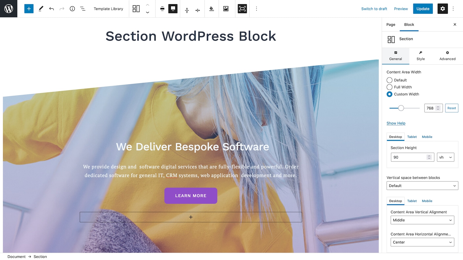 Section WordPress Block.