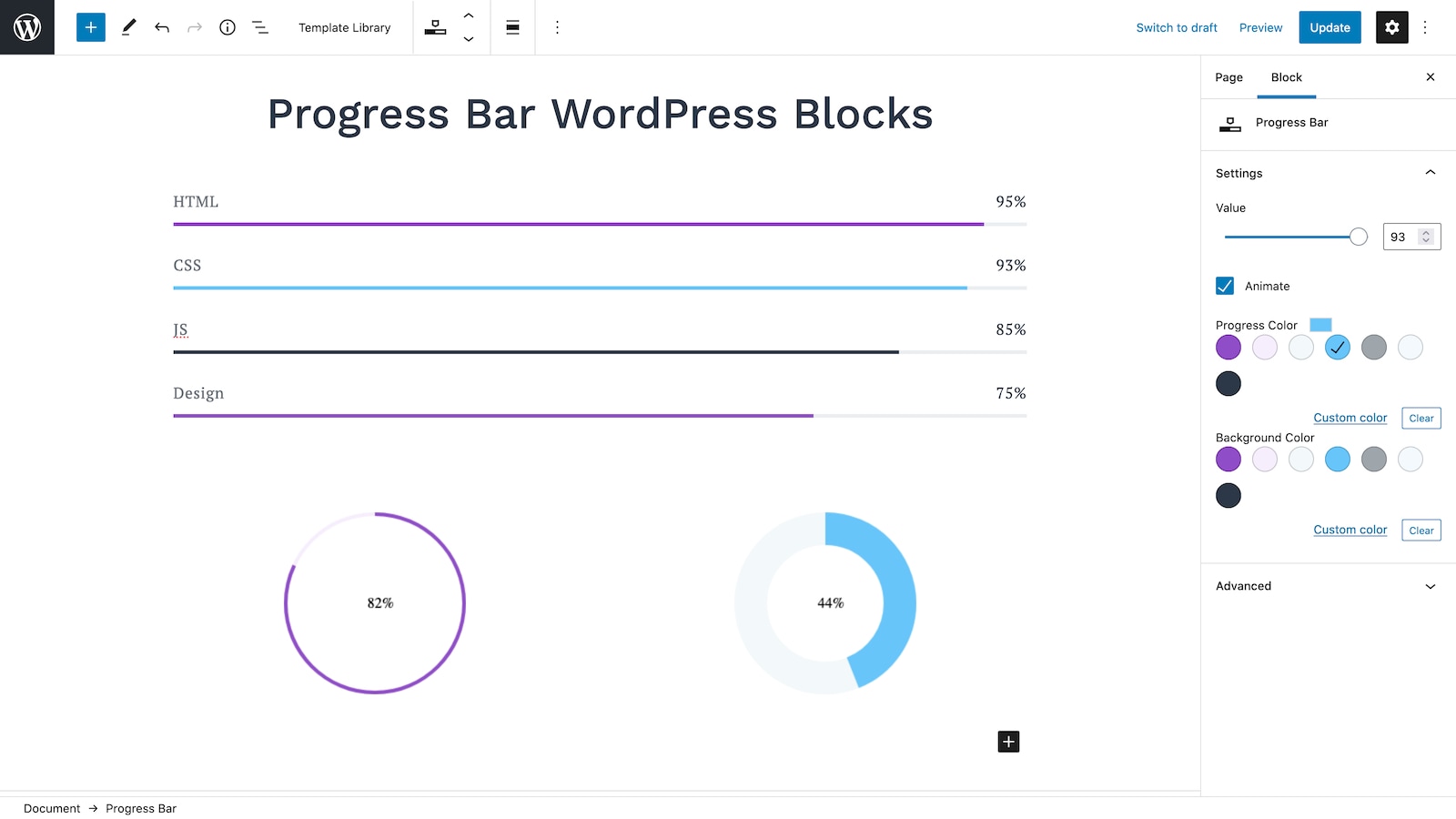 Progress Bar WordPress Block.