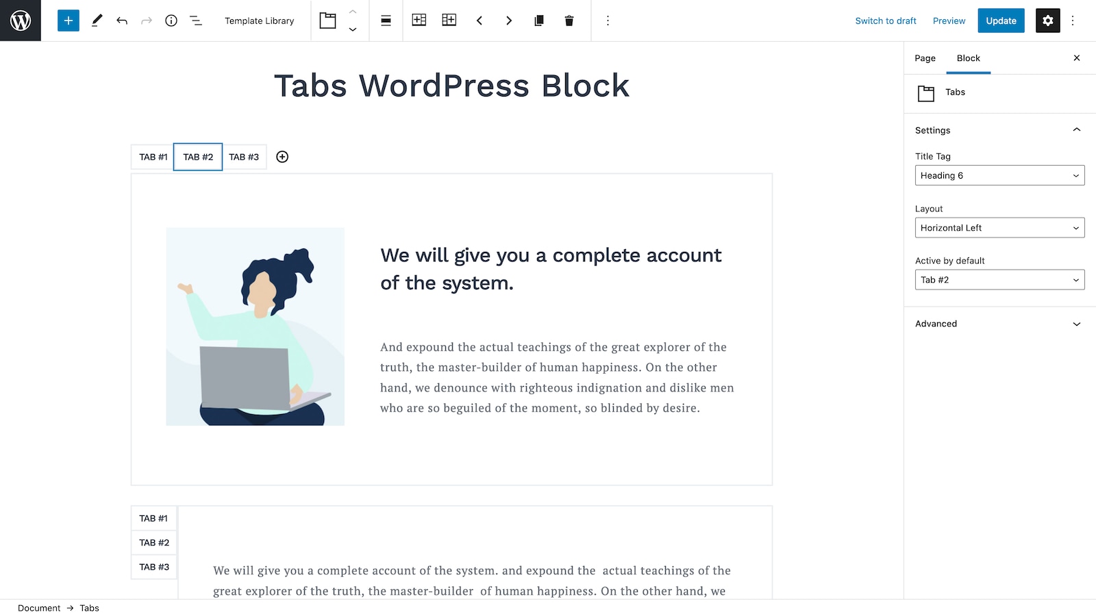 Tabs WordPress Block.