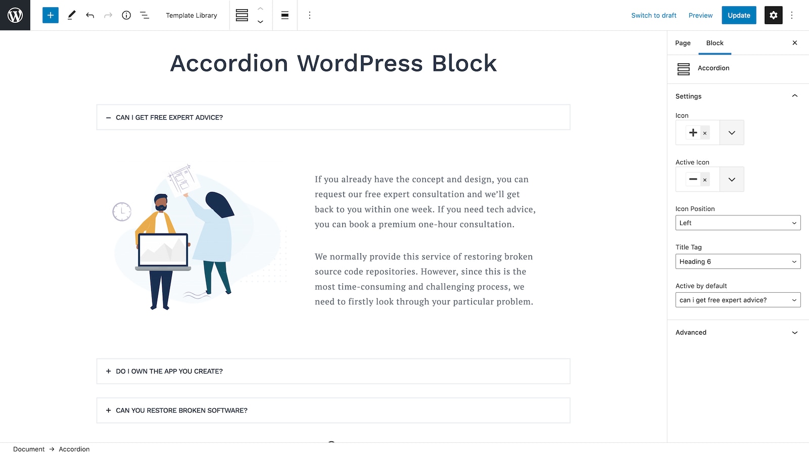 Accordion WordPress Block.