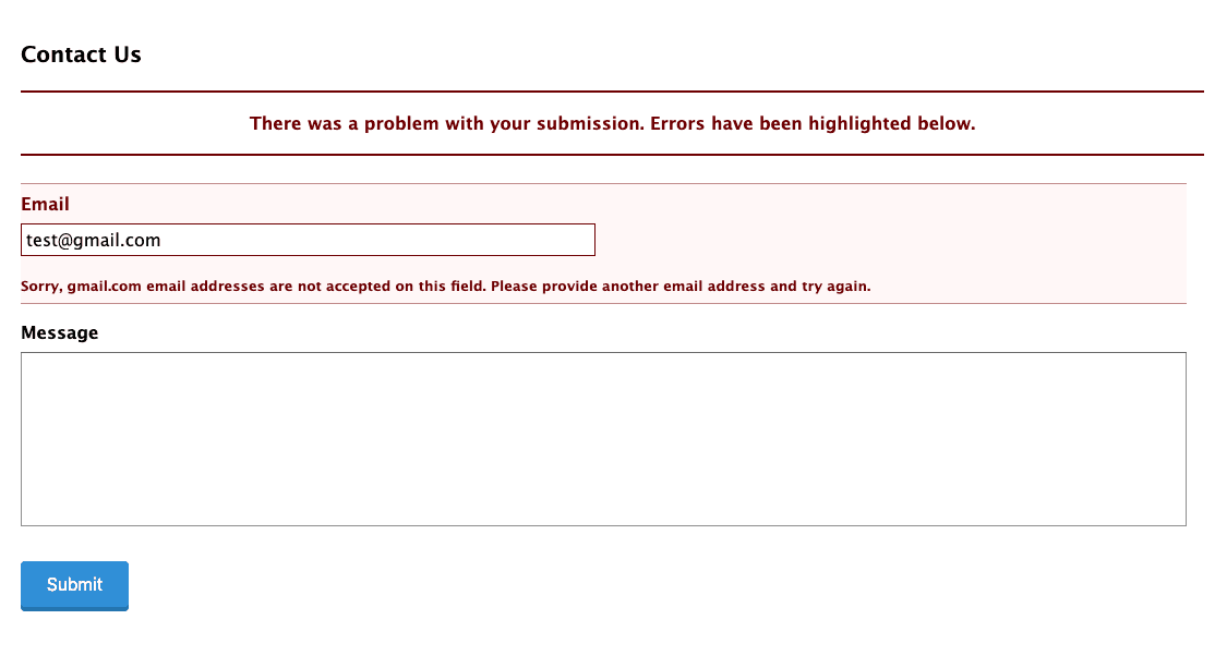 screenshot-4.png shows the form with the default validation message.