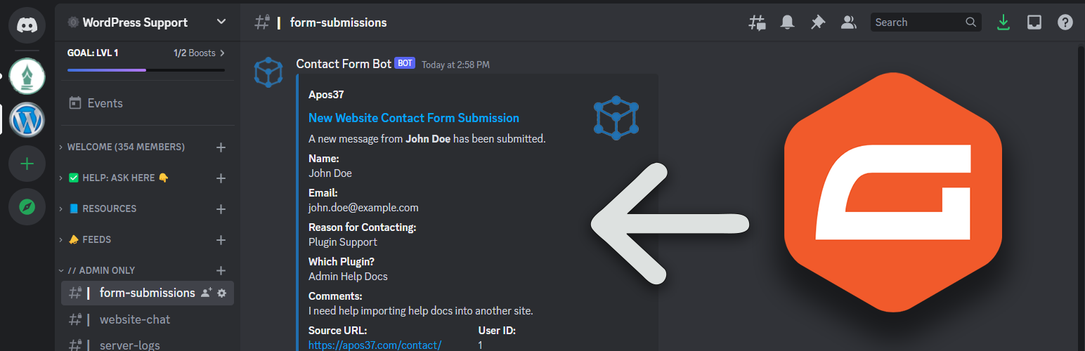 WordPress 外掛 Add-On for Discord and Gravity Forms 的封面圖片。