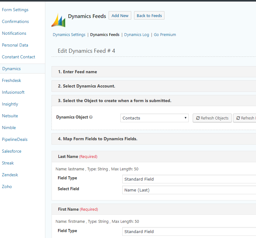 Map required Dynamics CRM fields.