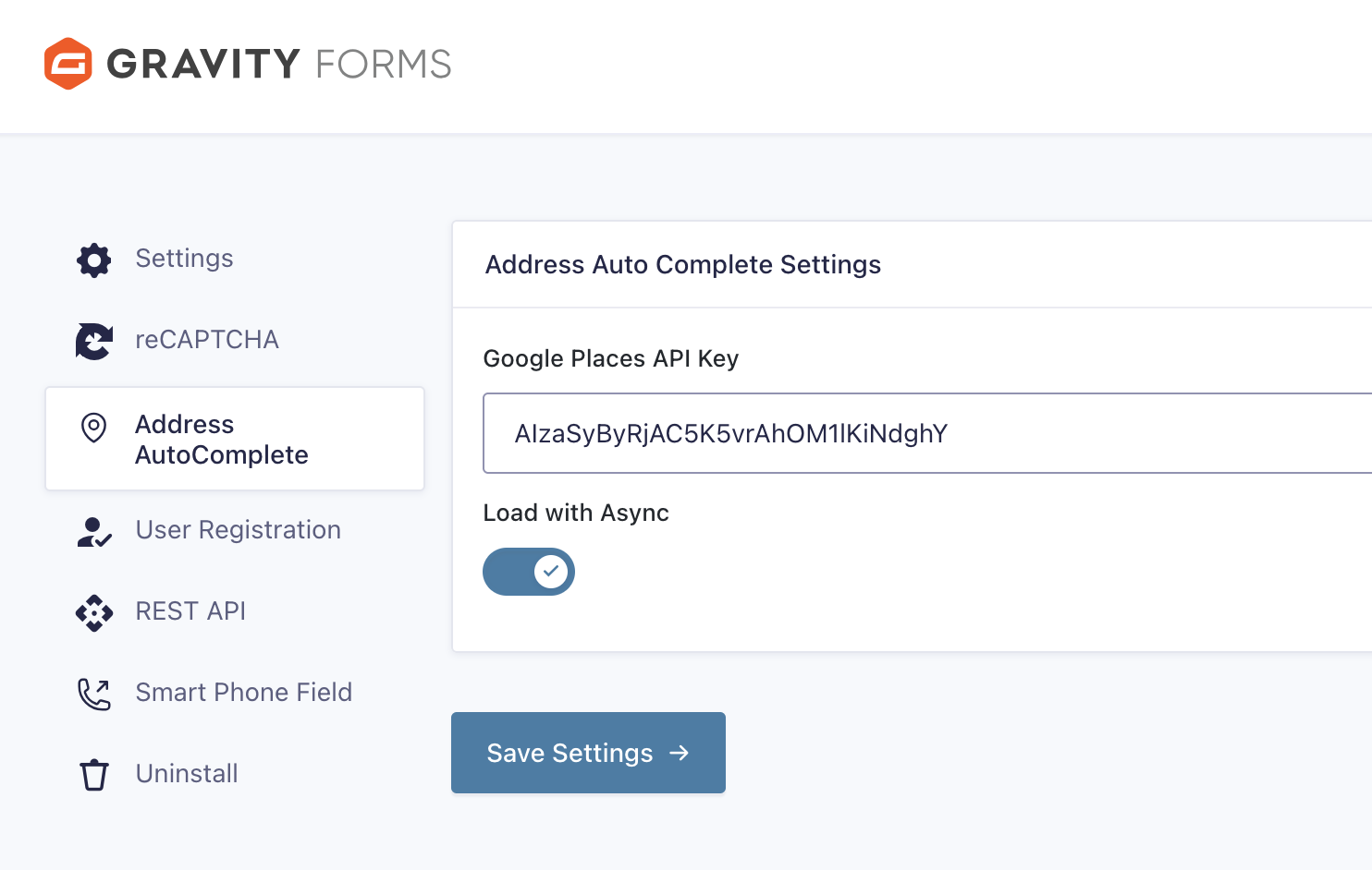 Address Autocomplete via Google for Gravity Forms - Screenshot 1