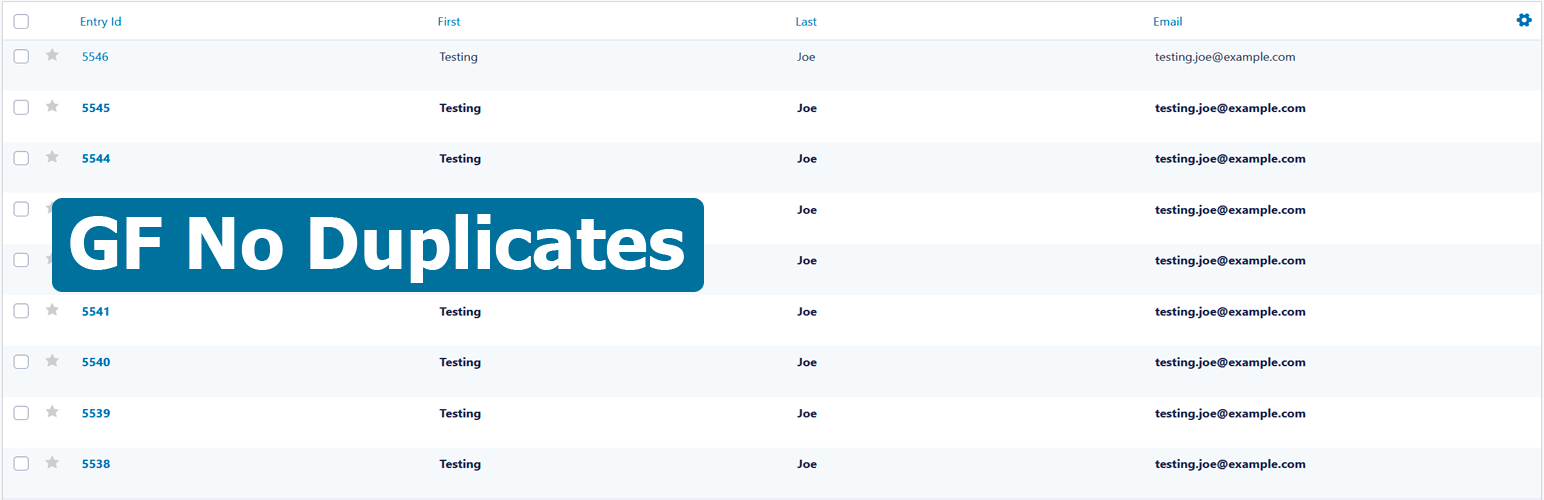 WordPress 外掛 GF No Duplicates 的封面圖片。