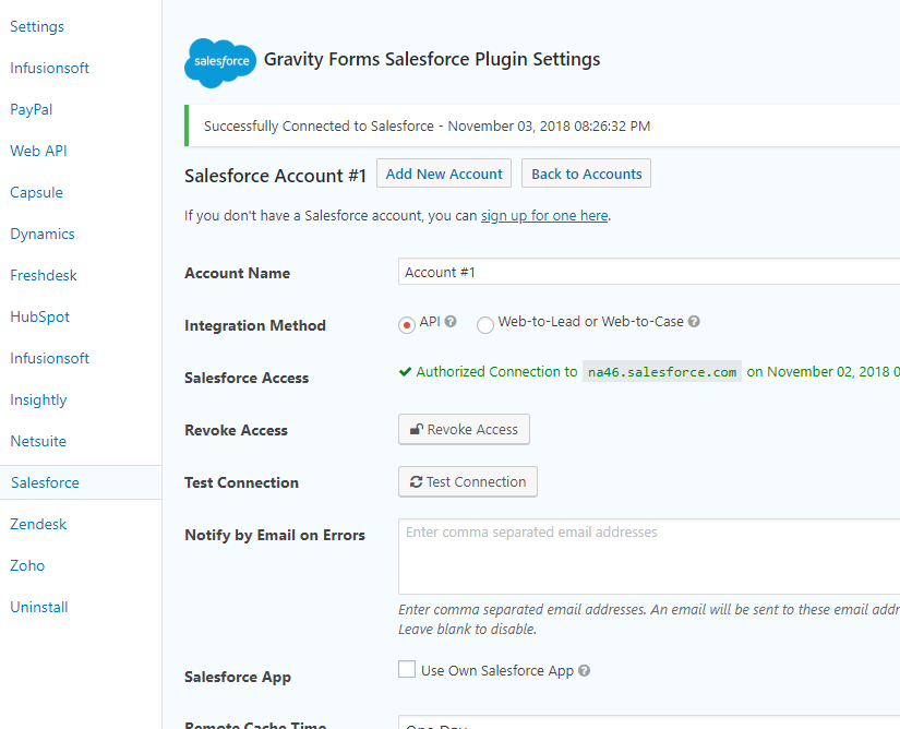 WP Gravity Forms Salesforce