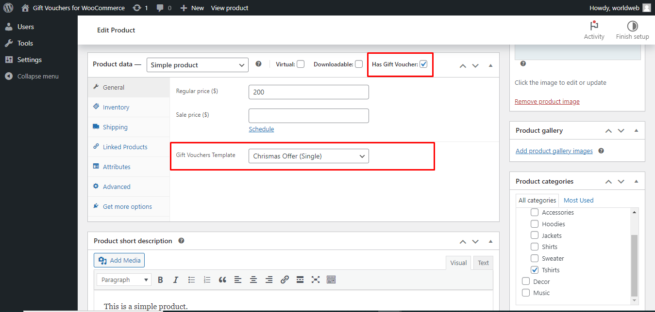 Backend Simple Product Type with Gift Voucher
